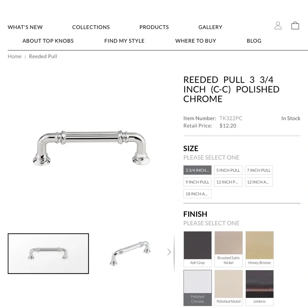 Top knobs Reeded drawer pull. Set of 8 - Picture 9 of 9